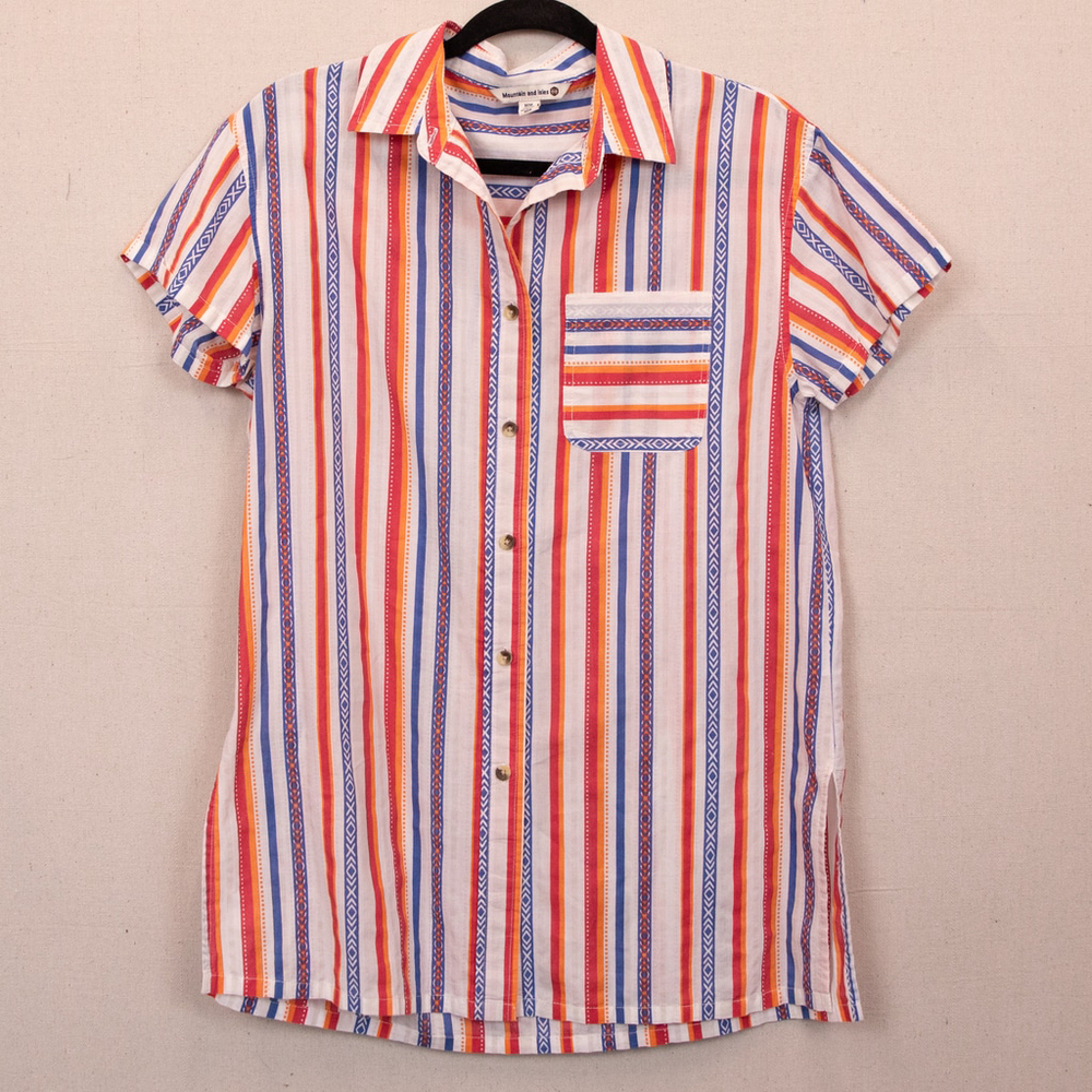 Mountain and Isles striped short sleeve button down shirt-M